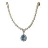 Colar de Pérolas Swarovski Cor Aquamarina para Mulheres, Pingente de Zircônia em Forma de Gota para Primavera e Verão, Gargantilha de Luxo Leve Estilosa e Moderna