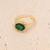 Joias Transfronteiriças Europeias e Americanas Anel de Cobre com Zircônias Micropavimentadas Luxo Acessível Anel de Esmeralda Feminino Joias de Mão Elegantes e da Moda R102