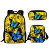 Mochila Estampado Creativo para Estudiante Set de Tres Piezas Serie Mariposa 3D Mochila Combinada de Gran Capacidad para Computadora para Hombre y Mujer