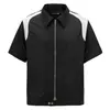 Camisa de Hombre con Pliegues de Manga Corta Texturizada para Verano 2025 Nuevo Estilo Camisa con Parches de Color Contrastante Top Holgado Casual de Moda