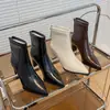 Botines de Tobillo de Cuero Suave Francés Adelgazantes de Tacón Alto para Mujer 2026 Otoño/Invierno Nueva Llegada Puntiagudos de Cuero Botas Adelgazantes Elegantes para Figura Petite