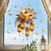 Brup Adesivo de Janela Lanterna Retro Flor de Lótus Estrela e Lua Eletrostático Dupla Face Mesma Cor Decoração de Vidro para Janela Hs-Jd4951C