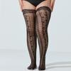 Nuevas Medias Jacquard de Red de Pesca Europeas y Americanas con Adhesivo Medias Negras Encaje Sexy Antideslizantes Hasta el Muslo Talla Grande Medias Largas de Red de Pesca Transfronterizas