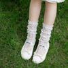 Botas, meias de algodão finas de verão para meninas, meias de rede vazadas com pequenas flores, meias de renda branca estilo lolita para balé.