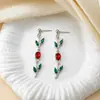 Pendientes de Hoja y Pétalo Estilo Europeo y Americano Más Vendidos Transfronterizos, Pendientes de Lujo Ligero de Hoja y Tulipán de Moda al por Mayor