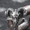 Anillo de Cabeza de Oveja Estilo Europeo y Americano para Hombres, Anillo Abierto Ajustable de Nicho con Cuernos de Oveja y Diseño de Calavera, Accesorio de Venta Caliente Transfronteriza en Amazon