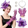 Accesorios para fiestas de festivales de carreras de caballos más vendidos de Amazon: conjunto de tocado de plumas, guantes, combinación de aretes y collar, accesorios de actuación
