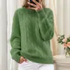 Comercio Exterior Ropa de Mujer 2025 Otoño e Invierno Nuevo Cuello Redondo Color Sólido Tejido de Punto Jacquard Suéter Retorcido Retro para Mujer