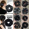 Diadema de flores diaria de alta elasticidad para mujer, negra, accesorio para el cabello scrunchie sin costuras de alta gama