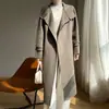 Nuevo Abrigo de Doble Cara Estilo Coreano para Mujer Otoño e Invierno 2026, Abrigo Largo Casual de Lana 100% Pura