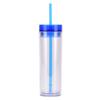 Taza de Agua de Moda Estilo Ins Europeo y Americano Taza Delgada de Doble Capa con Popote Taza Transparente Recta con Popote Taza de Agua de Doble Capa