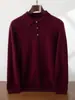 Suéter Masculino de Caxemira com Gola Polo Suéter Base de Malha Gola Reversível Caxemira de Cabra Casual de Negócios Tricô Tamanho Plus Solto