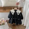 Vestido para Menina Estilo Coreano Primavera e Outono Manga Longa Bordado com Laço Vestido Princesa para Bebê Vestido Infantil