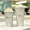 Vaso de papel para té de leche estilo Ba Wangguo, desechable con tapa, engrosado y endurecido, vaso de papel de doble capa anti-quemaduras, se puede imprimir, vaso de café