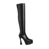 Botas Altas Puntiagudas Nuevas Cremallera Lateral Botas de Baile Tubo de Acero Botas por Encima de la Rodilla Botas de Motociclista Tacones Altos 40-48 Botas de Comercio Exterior