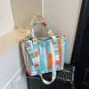 Bolsa de Playa de Gran Capacidad Bolso Tote de Moda 2025 Nuevo Bolso de Almacenamiento con Asa Bolso de Hombro Bolso Cruzado Informal de Lona