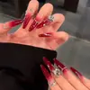 Uñas Vestibles Tendencia en Tiktok Uñas Largas Puras Hechas a Mano Piezas de Uñas Largas Otoño Floral Arte de Uñas de Alta Gama Uñas Postizas Productos Terminados Venta al por Mayor