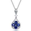 Pingente de diamante de quatro pontas de diamante mais vendido na Europa e nos Estados Unidos, conjunto de luxo com pingente de flor de rubi azul com zircônia e diamante completo