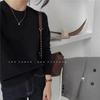 Mjunlqiou Camiseta de Base Macia e Cerosa Gola Redonda Tricô Pulôver Feminino Manga Longa Tricô Solto Estilo Youjia