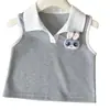 Conjunto de Verano Estilo Coreano con Dibujos para Niña Pequeña, Modelo Nuevo 2026, Elegante Conjunto de Dos Piezas con Camisa Polo sin Mangas y Falda Corta para Bebés