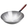 Panela de Ferro Zhangqiu Panela de Ferro Antiga Sem Revestimento Panela Antiaderente Panela de Fundo Redondo Panela de Fundo Pontiagudo Wok Doméstico Aplicável ao Fogão a Gás