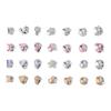 Joyería de uñas con diamantes de pila blanca, destello transparente, corazón de melocotón torcido, cuadrado gordo, ángulo recto, caramelo de roca, juego de manos, perla, arte de uñas, bola de diamante