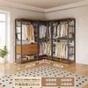 Armario de estilo abierto para dormitorio, armario metálico tipo vestidor para uso doméstico, perchero para colgar ropa, perchero de dormitorio