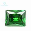 Venta al por mayor de fábrica de circonita verde rectangular 5A, piedra desnuda sintética con punta inferior en ángulo recto, flor de coche, piedra blanca esmeralda, circonita CZ