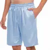 Shorts de Casa de Hielo de Seda de Verano, Caída Suave, Transpirables, de Secado Rápido, Delgados, Brillantes, Color Sólido, Shorts para Vacaciones en la Playa para Hombres y Mujeres