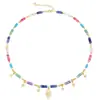 Elegante Colar Colorido de Cristal para Clavícula Versátil Colar de Pérolas de Água Doce com Contas para Mulheres Moda Transfronteiriça Joias Atacado