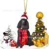 2022 Nuevo Producto Transfronterizo Creativo Adornos Navideños de Perro y Muñeco de Nieve Regalos de Navidad Adornos Planos de Acrílico para Coche