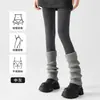 Leggings de compressão finas de algodão nuvem cinza para primavera e outono femininas, adequadas para usar como outer wear, meia-calça antiderrapante de outono e inverno