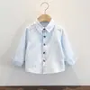 Camisa Lisa Masculina Camisa Combinando para Terno Infantil Branco Preto Azul Manga Longa Algodão Roupa Espessa com Forro de Lã