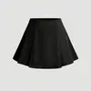 Moda Feminina Europeia e Americana para Comércio Exterior Transfronteiriço Calça Saia Curta Preta Plissada Versátil de Cintura Alta