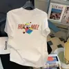 Camiseta de Manga Corta Marca de Moda Camiseta para Hombre Talla Grande para Hombre Holgada Cuello Redondo Estampada Estilo Coreano Top de Moda Ins Comercio Exterior Transfronterizo