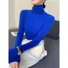 Suéter con Cuello Alto Apilado Suave y Pegajoso para Mujer Otoño Invierno Nuevo Estilo Ropa Interior Ajustada Adelgazante Camisa Base de Punto de Cuello Alto para Mujer