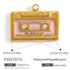 Accesorios de Joyería de Acero Inoxidable Transfronterizos Maleta de Dibujos Animados Goteo de Aceite Flor Colorida Chapado en Oro Real de 18K Colgante