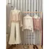 Conjunto Duas Peças Blusa Patchwork de Renda Franzida Estilo Francês Outono Inicial 28667