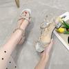 Sandalias de Estación Europea de Verano para Mujer con Tacones Gruesos 2025 Primavera/Verano Nuevas Sandalias de Estilo Hada para Mujer con Sandalias Tachonadas para Mujer