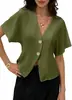 Comércio Exterior Transfronteiriço Europeu e Americano Amazon Roupas Femininas Nova Moda Social Irregular Botão Cardigan Manga Curta Camisa Top