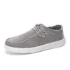Sapatos mocassins plus size para homens, sapatos casuais de lona, sapatos de dirigir slip-on, sapatos casuais unissex, cinza e preto