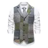 Comercio Exterior Transfronterizo Amazon Nuevo Chaleco de Traje Retro a Cuadros con Parches y Bloques de Color con Solapa para Hombres Jóvenes