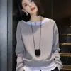 Moletom com Capuz Patchwork Color Block de Alta Qualidade Garça Branca Estilo Primavera 2026 Moda Versátil Casual Longo