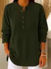 2026 Transfronterizo Europeo y Americano Otoño e Invierno Retro Pana Color Sólido Holgado Casual Cuello en V Botón Manga Larga Camiseta para Mujer