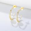 Europeu e americano ins Simples Geométrico C- Contas Em Forma de Concha Prata Ear Stud Mulheres s925 Sterling Silver Pearl Brincos High-end Ear Jóias