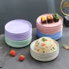 Estilo Escandinavo Prato para Ossos Pequeno Redondo Doméstico Prato de Jantar para Crianças Prato para Servir Comida de Palha de Trigo Prato de Frutas de Plástico