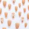 Venta Caliente Transfronteriza Blanco Francés Simple Lazo Perla Gama Alta Europeo y Americano 24 Piezas Uñas Portátiles Venta Directa de Fábrica