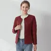 Nova Jaqueta Leve de Penas Outono e Inverno para Mulheres, Forro de Penas de Pato Branco, Gola Redonda e Gola V, Dupla Face, Tamanho Grande, Slim Fit, Casaco Curto