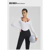 Ropa de Yoga Tops con Almohadillas en el Pecho para Mujer Otoño e Invierno Nueva Camisetas Deportivas para Correr de Manga Larga con Cuello Halter Ajustadas Ropa de Fitness para Salir