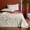 Colcha de Verão Quatro Peças Bordada com Borboleta 100S Lyocell Tencel Colcha Refrescante de Ar Condicionado Colcha Refrescante de Seda Gelada